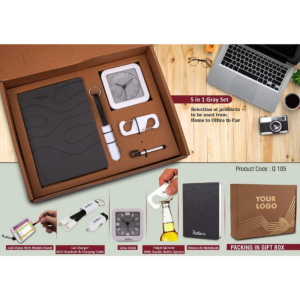 5 In 1 Gray Set In Kraft Gift Box
