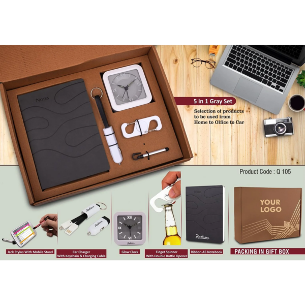 5 In 1 Gray Set In Kraft Gift Box