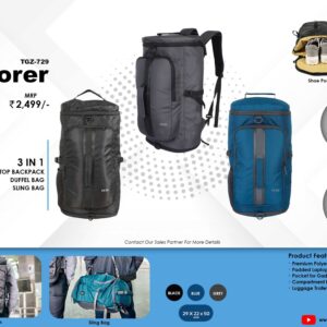 3 IN 1 LAPTOP BACKPACK DUFFEL BAG SUNG BAG ( Explorer )