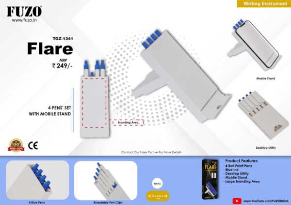 4 PENS' SET WITH MOBILE STAND ( Flare )