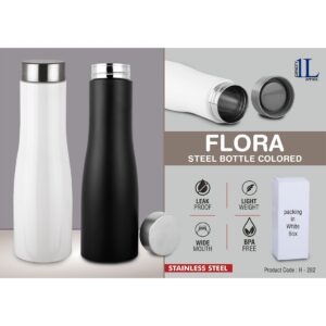 Power Plus Flora Steel bottle Colored  –  1 L